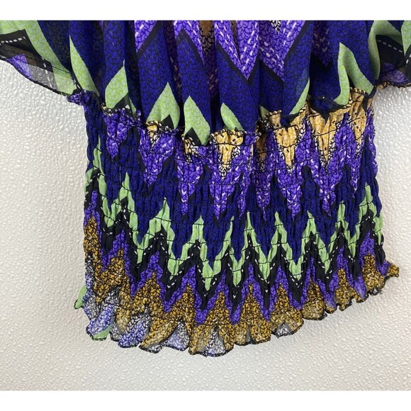 Romantic Sini Chevron Pattern Bat Wing Sheer Women's Top Size Large - Picture 4 of 8